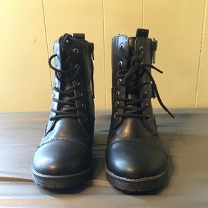 Black Faux leather ankle boots